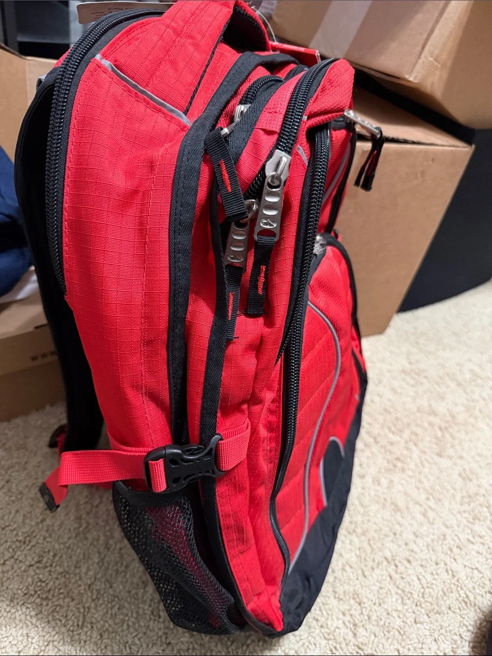 High Sierra Red and Black Men's Backpack with Multiple Compartments